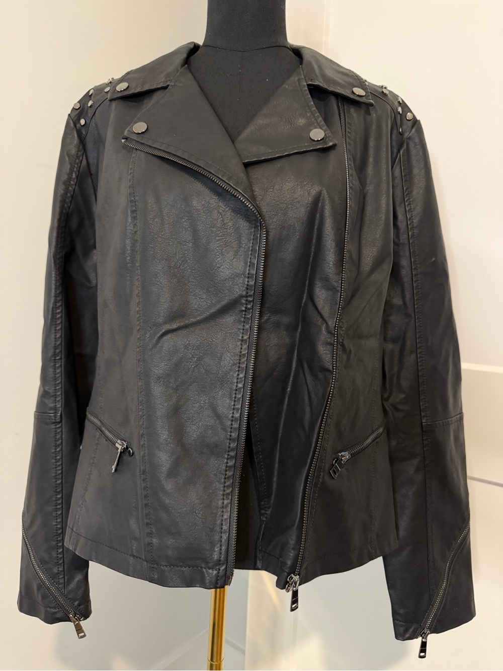 B. Couture Black Faux Leather Moto Jacket - Women